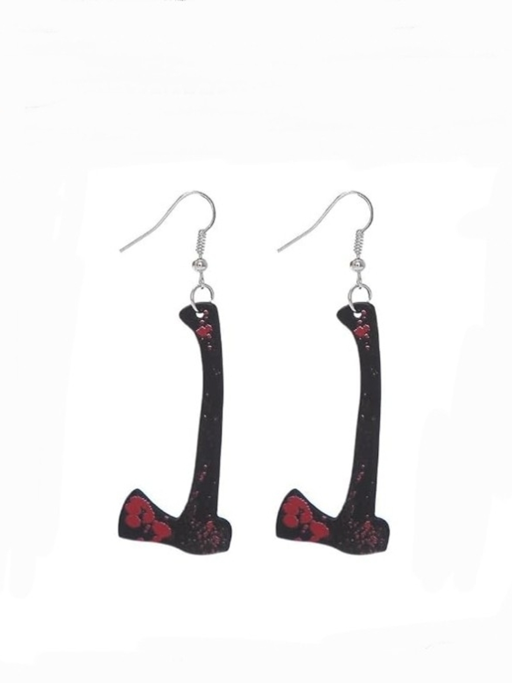 Black & Red Bloody Axe Earrings Featuring A Horror-themed Dangle Design BNIB